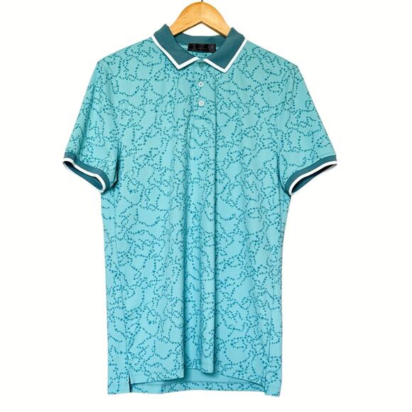 G/Fore Other - G/Fore Teal Star Dust Banded Sleeve Tech Jersey Performance Golf Polo Mens S EUC